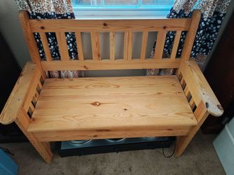 Wooden bench with bench storage