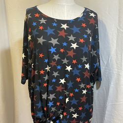 LULAROE Size L Shirt Black w/Red White Blue Stars