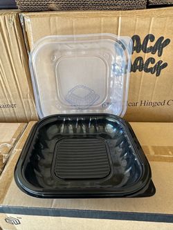 9x9 black tray with clear lid
