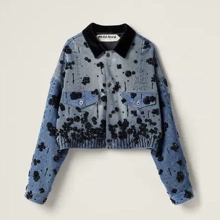 MIU MIU Embellished Denim Trucker Jacket