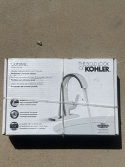 KOHLER Cursiva Single Handle Single Hole Bathroom Faucet in Polished Chrome