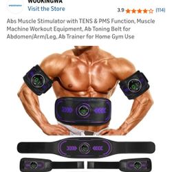 Abs Muscle Stimulator with TENS & PMS Function, Muscle Machine Workout Equipment, Ab Toning Belt for Abdomen/Arm/Leg, Ab Trainer for Home Gym Use
