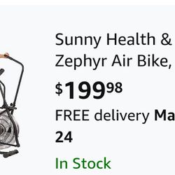 Sunny Health & Fitness Air Bike Fan Exercise Bike