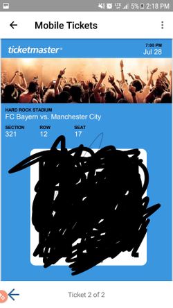 2 tickets for Bayern vs man city 40 each