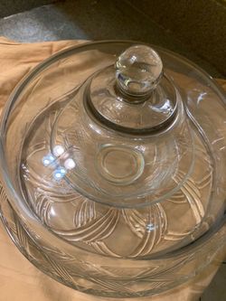 Vintage anchor hocking Cake Stand with Dome Lid