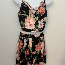 Black Floral Top And Skirt Brand New 