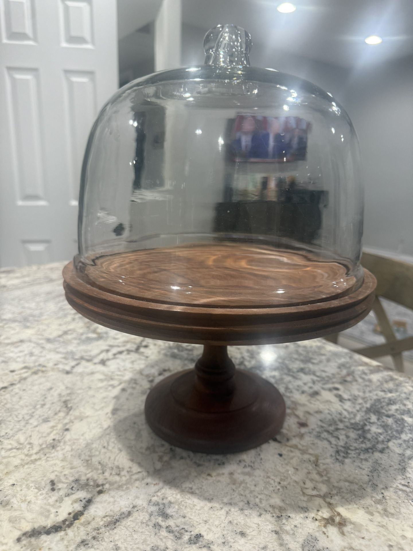 Glass Wood Cake Stand