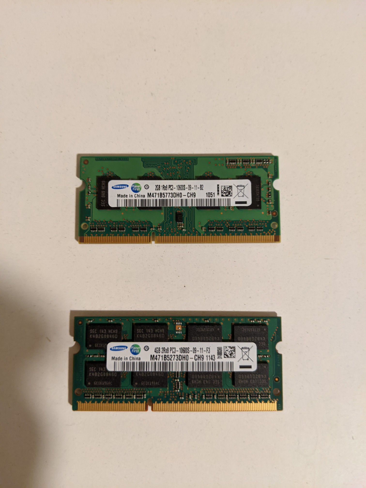 Samsung DDR memory for laptop (6GB)