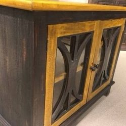 New Console table distressed blk color/pine laquer finish