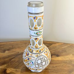 Antique Bohemian Glass & Ceramic Vase 