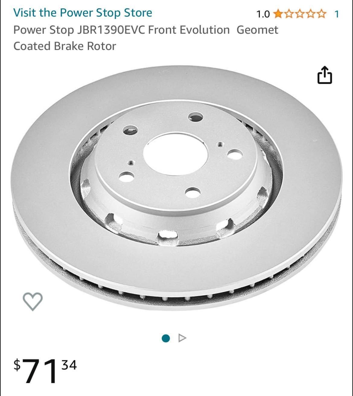 Power Stop JBR1390EVC Front Evolution Geomet Coated Brake Rotor.