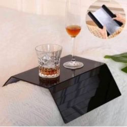 Brandnew Sofa Arm Tray Table for Couch Acrylic Arm Rest Protector Flexible Foldable  (Black)