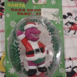 Vintage 1993 Barney Christmas Santa Cake Topper Decoration