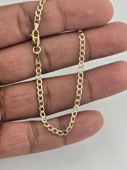 10kt Real Gold Cuban Diamond Cut Bracelet 3.1 mm 7 Inch