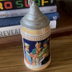 RARE stoneware pewter love marriage tankard German beer stein collectible Princess 7”