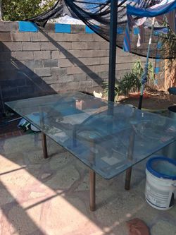Glass Top Dining Table with Metal Legs