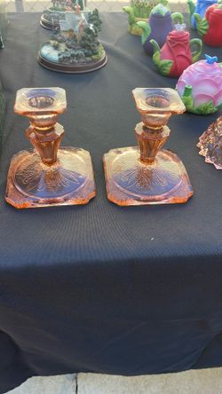 Vintage Rose Square Shaped Candlestick Holders