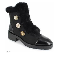BOOTS with FUR and Rhinestone Buttons NANETTE  $50.00