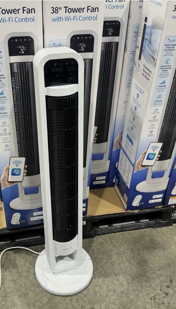 Omnibreeze tower fan with internal oscillation and WiFi