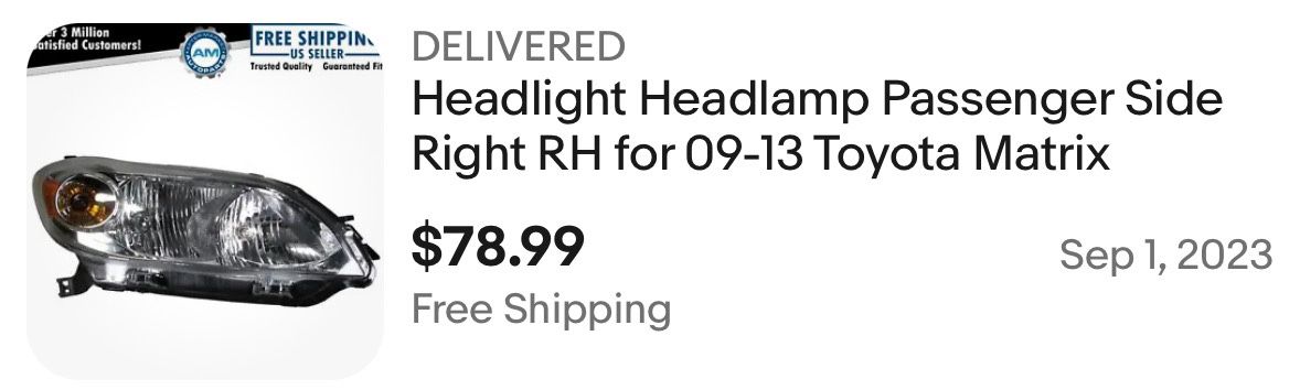 Headlight Headlamp Passenger Side 