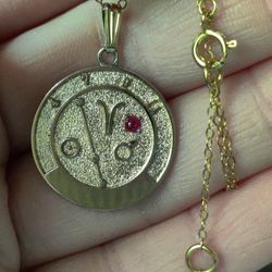 Vintage Medallion/Amulet Ruby Necklace 