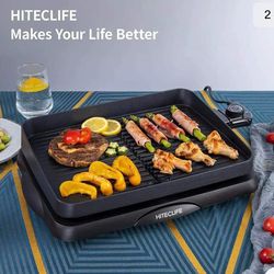 Hiteclife Indoor Grill Electric Nonstick BBQ Grill 14 inch 1500W S30
