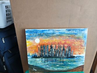 Original oil painting of New York City skyline