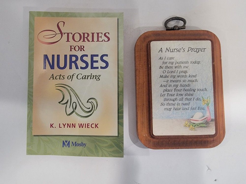 Vintage Nurse’s Prayer Wood Plaque Sign & Stories For Nurses Paperback Book