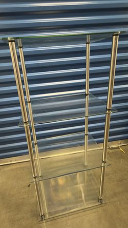 4‑Tier Glass & Metal Display Shelf – Modern, Good Condition