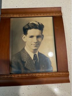 Vintage Hand Tinted Portrait in Ornate Art Deco Wooden Frame