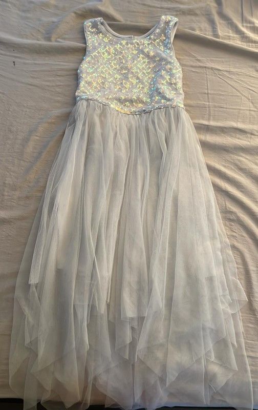 Girl White Sparked Dress Side 10-12 