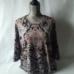 Alfred Dunner women's multicolored floral long sleeve blouse size XL