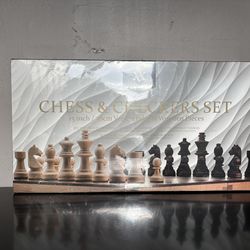Wooden Chess & Checkers Set (15”)