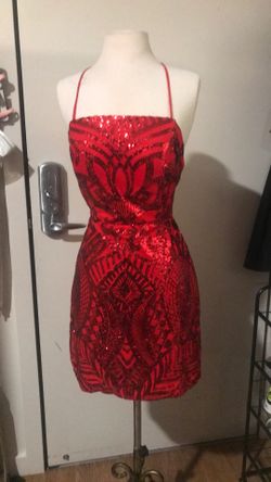 Womens red Sequence backless size 4 mini dress