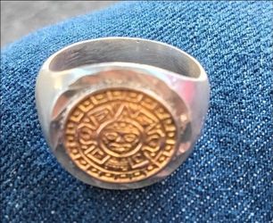 Aztek 14k Gold/ Silver Ring