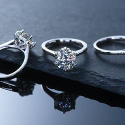 GRA Certified Moissanite Engagement Ring – 925 Sterling Silver, 2ct, Passes Diamond Tester