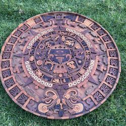 wooden aztec calendar 