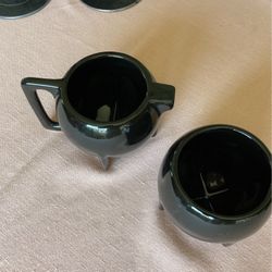 Black Ceramic Creamer And Sugar Bowl $5.00