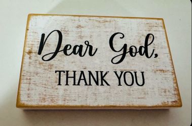 Small 4.3” x 2.7” Dear God, Thank You Wooden Block Sign - New $5