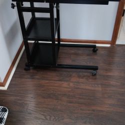 Black Adjustable Table With Wheels 