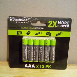 Extreme power AAA alkaline battelries 12 pack