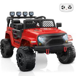 ❤️‍🔥 24V Ride, 2 Seater, 4x200W Motors, EVA Tires, Remote Control, 4 Shock Absorbers, Bluetooth, Electric Ride on Car ((Bright Red) $180