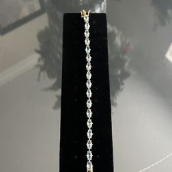 925 Silver Genuine Blue Topaz Sterling Silver Tennis Bracelet