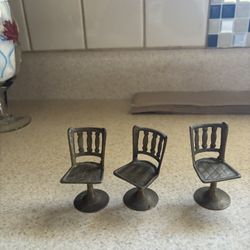 Vintage Chair Miniature Brass Dollhouse Furniture 2.25" 