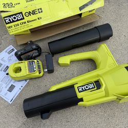RYOBI ONE+ 18V 90 MPH 250 CFM Cordless Battery Leaf Blower/Sweeper with 2.0 Ah Battery and Charger
