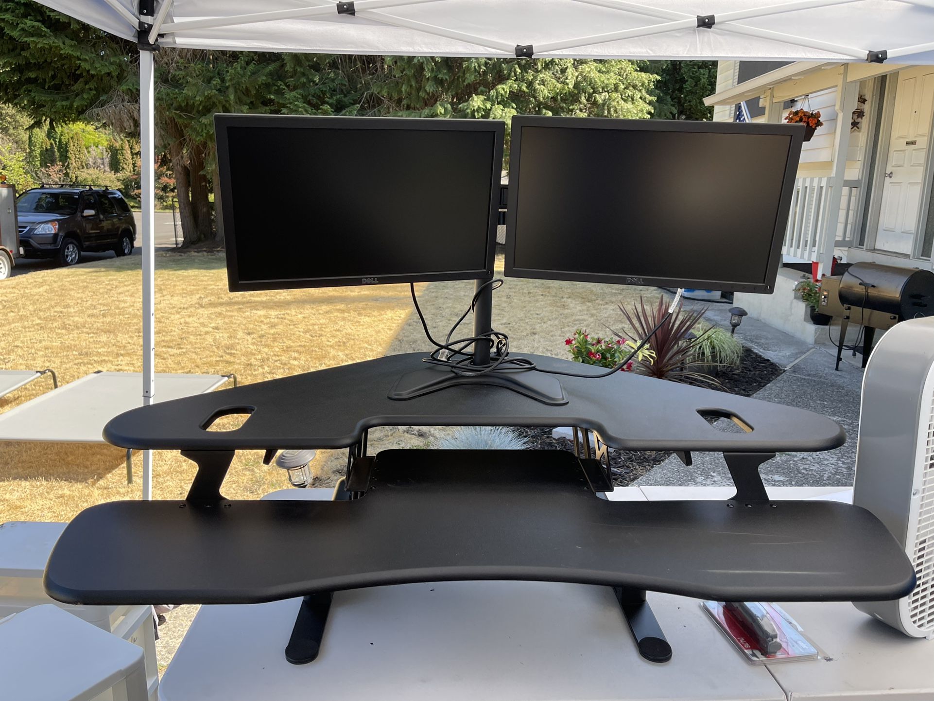 Dual Dell E1916H monitors and stand