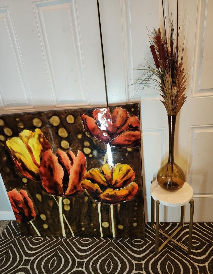 Large Wall Art With Matching Vase