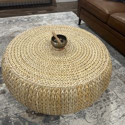Northside Single Round Coffee Table- Light Rattan