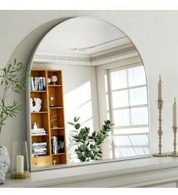 Arched Mirror, 32x34 Inch - Wall Mounted Vanity Mirror with Aluminum Alloy Frame - Ideal for Living Room, Bedroom, Bathroom, and Entryway, Ha