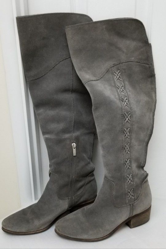 Vince Camuto Gray Suede Knee Boots